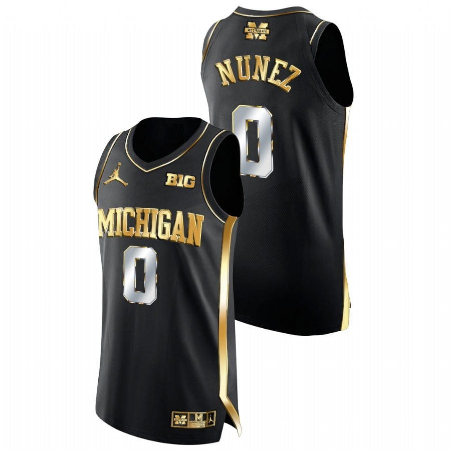 Michigan Wolverines Men's NCAA Adrien Nunez #0 Black Golden Diamond Edition College Basketball Jersey LCQ5149XB